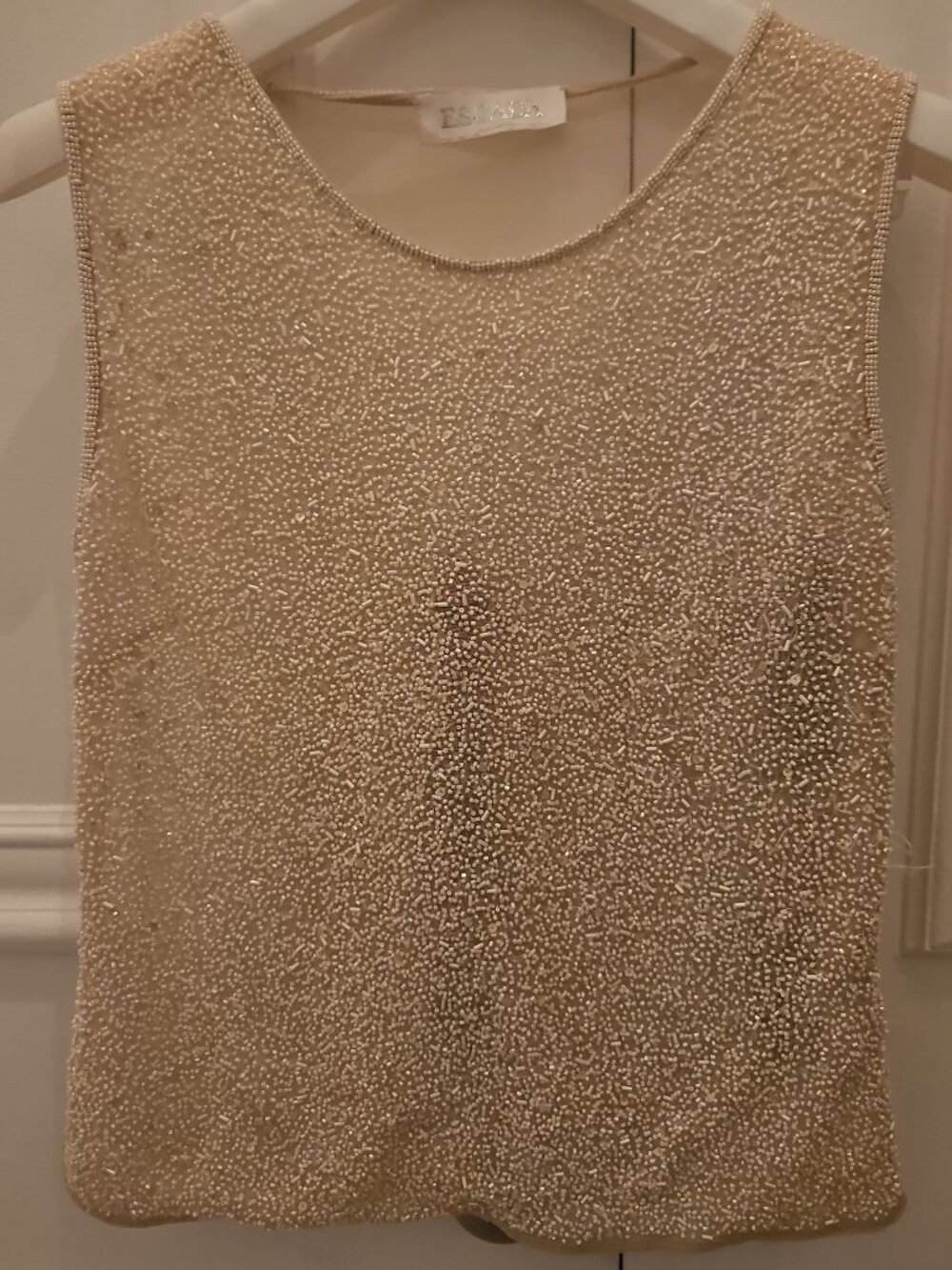 Escada Champagne Pearl Beaded Tank - Size S